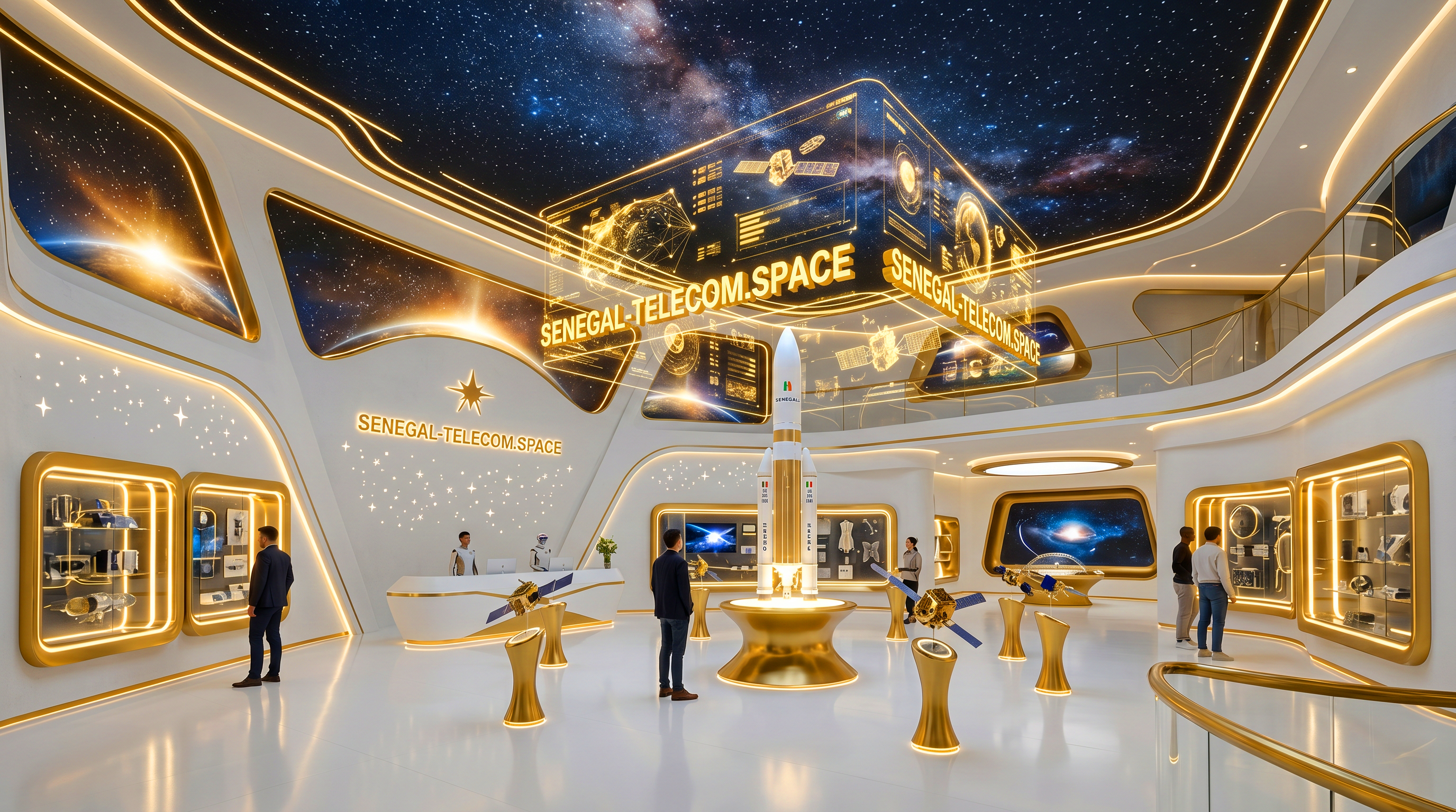 Pavillon Spatial Senegal Telecom — exposition high-tech